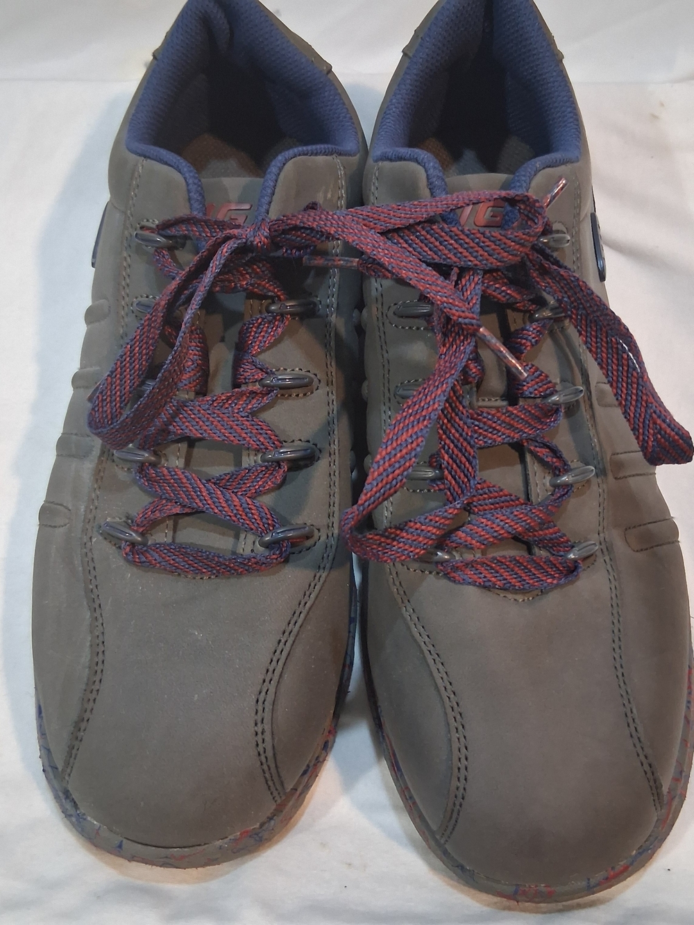 Lugz Men's Gray Athletic Shoes with Navy Lining and Red-Blue Laces